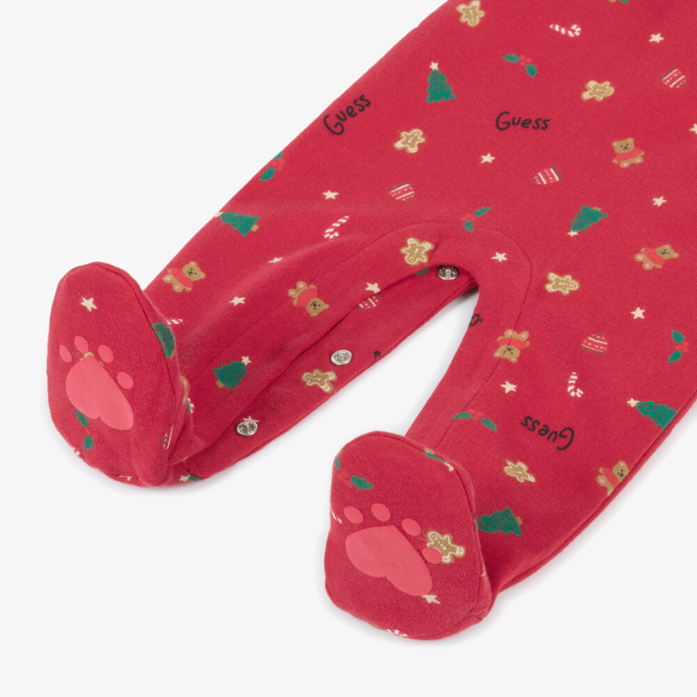 Guess-Boys Festive Red Cotton Babygrow | Childrensalon Outlet
