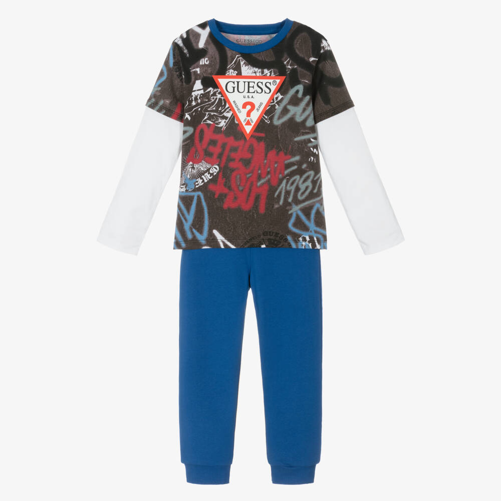 Guess-Boys Graffiti Cotton Trousers Ensemble | Childrensalon Outlet