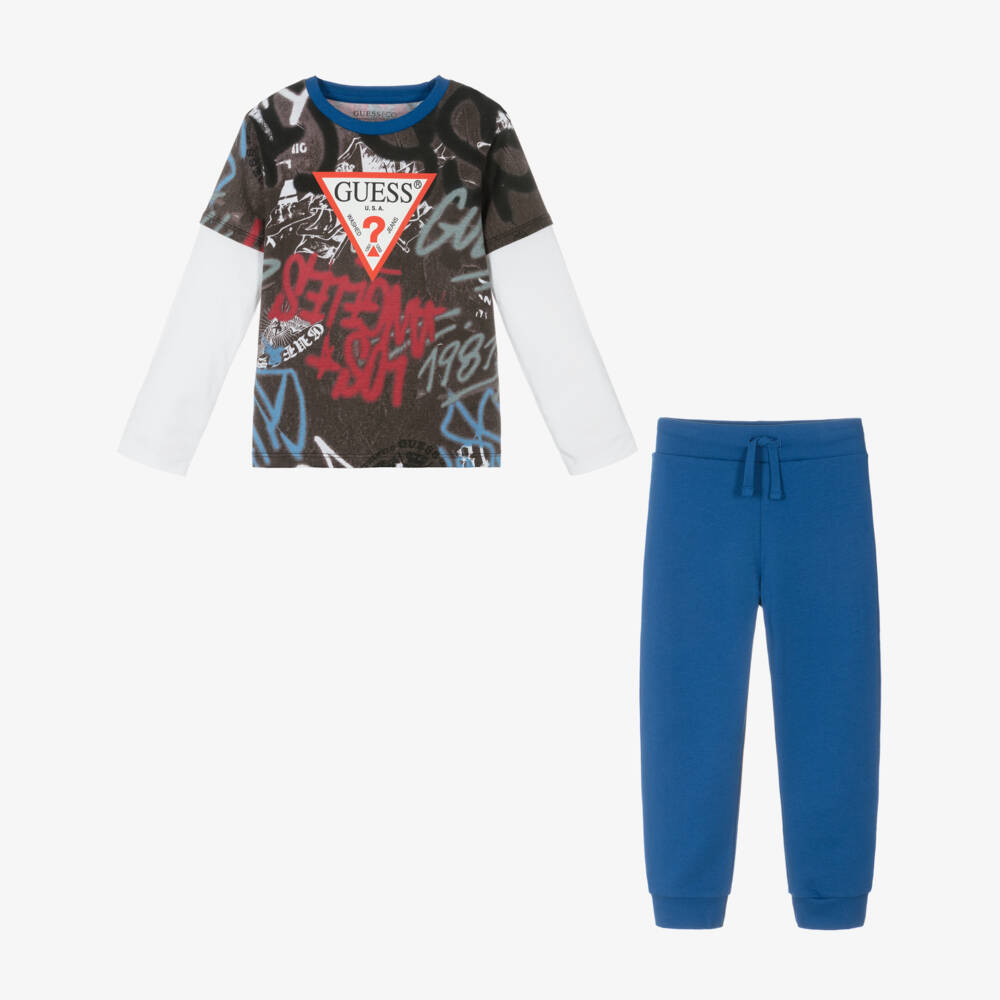 Guess-Boys Graffiti Cotton Trousers Ensemble | Childrensalon Outlet
