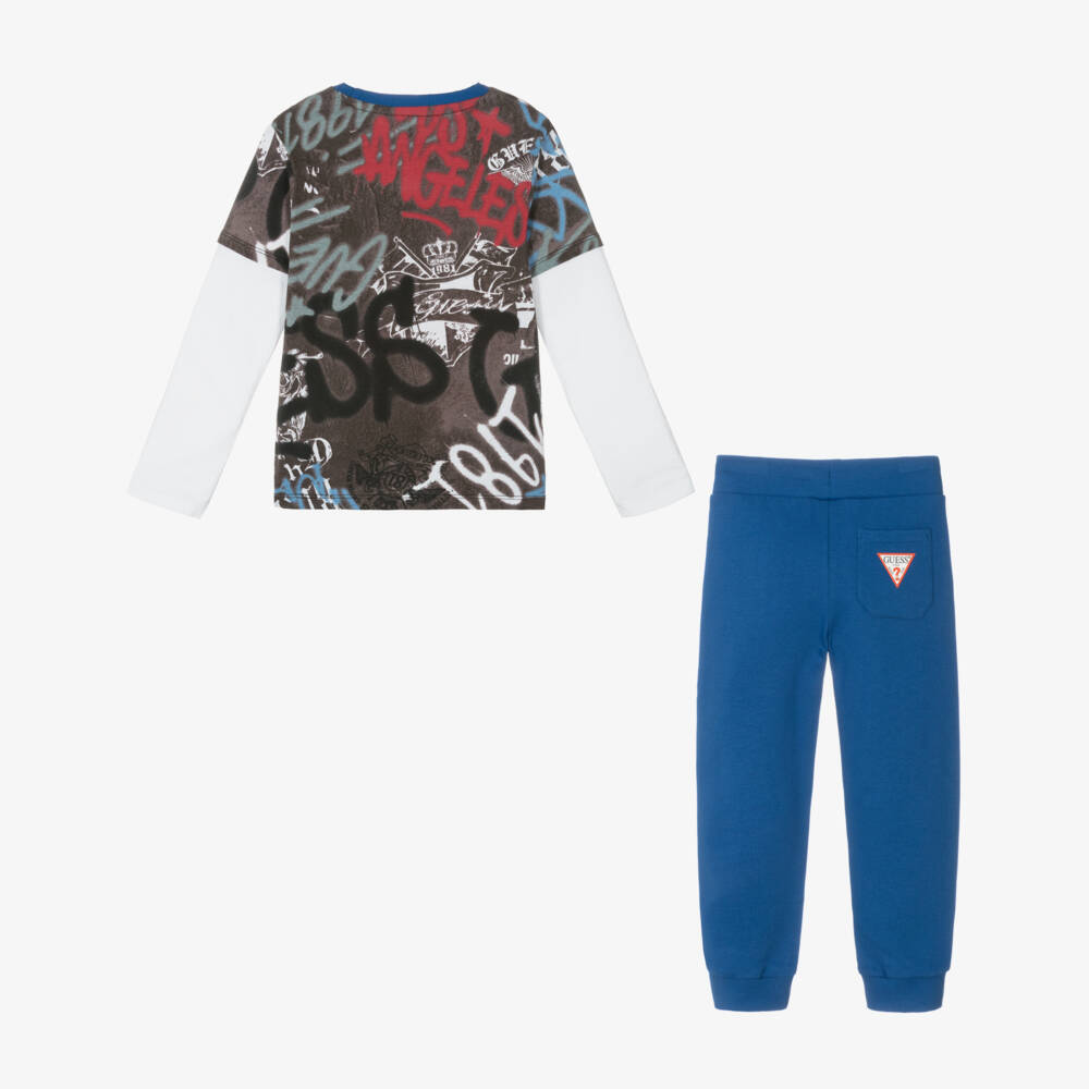 Guess-Boys Graffiti Cotton Trousers Ensemble | Childrensalon Outlet