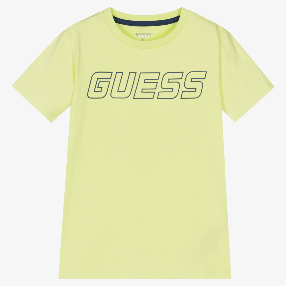 Guess - T-shirt vert en coton garçon | Childrensalon