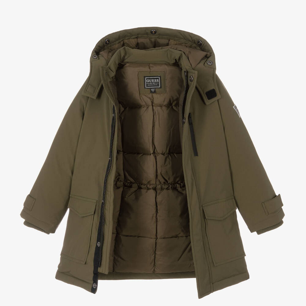 Guess-Boys Green Down Parka Coat | Childrensalon Outlet