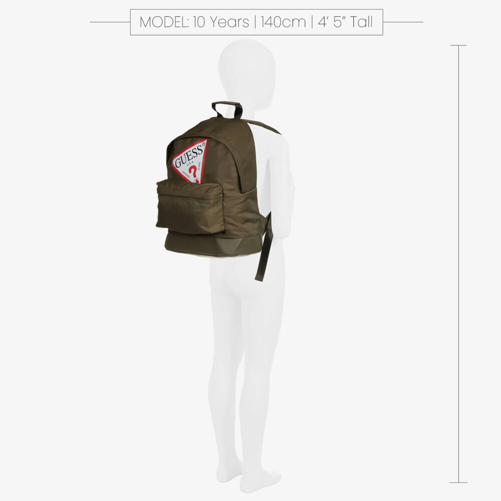 Guess-حقيبة ظهر بشعار مثلث لون أخضر كاكي (39 سم) | Childrensalon Outlet
