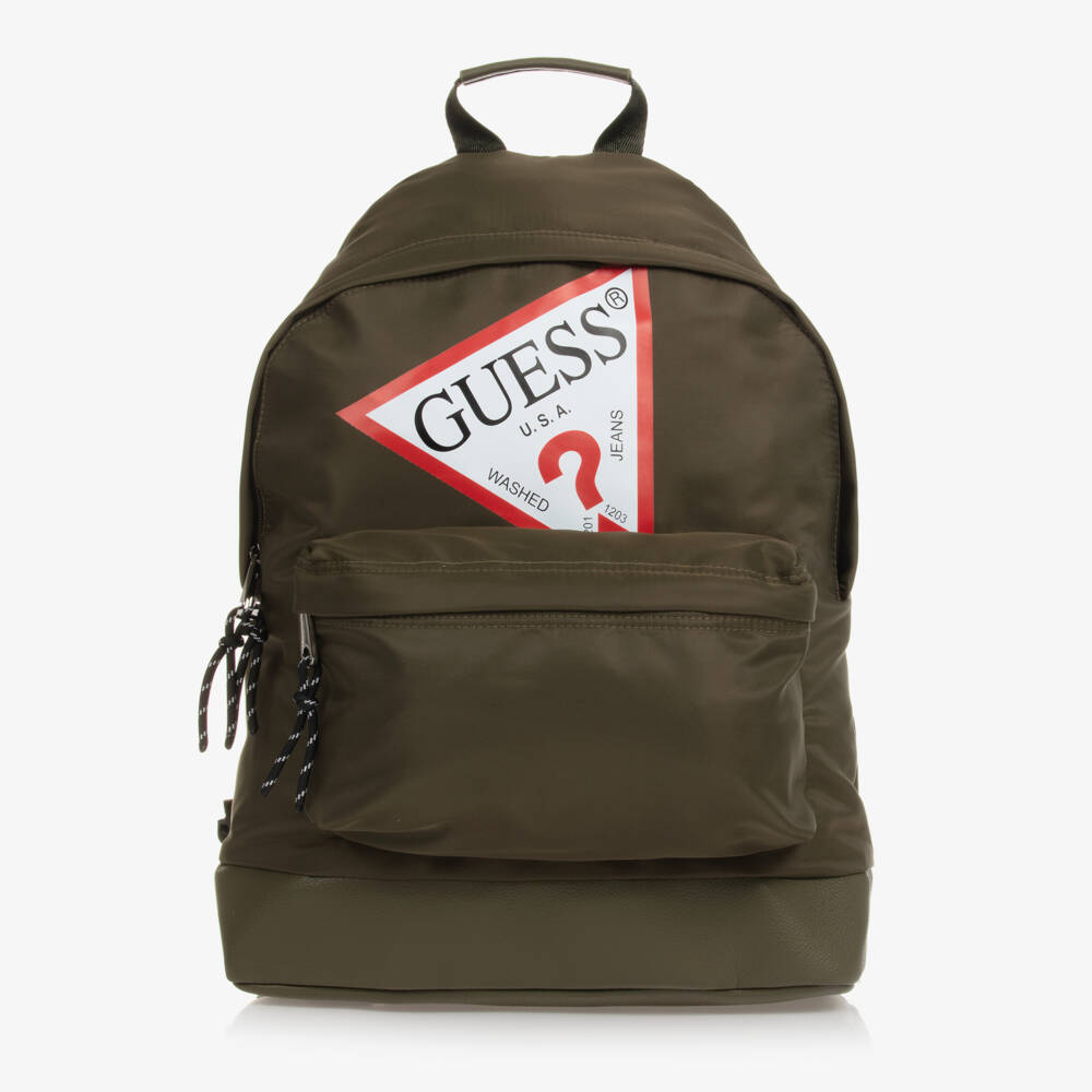 Guess-حقيبة ظهر بشعار مثلث لون أخضر كاكي (39 سم) | Childrensalon Outlet