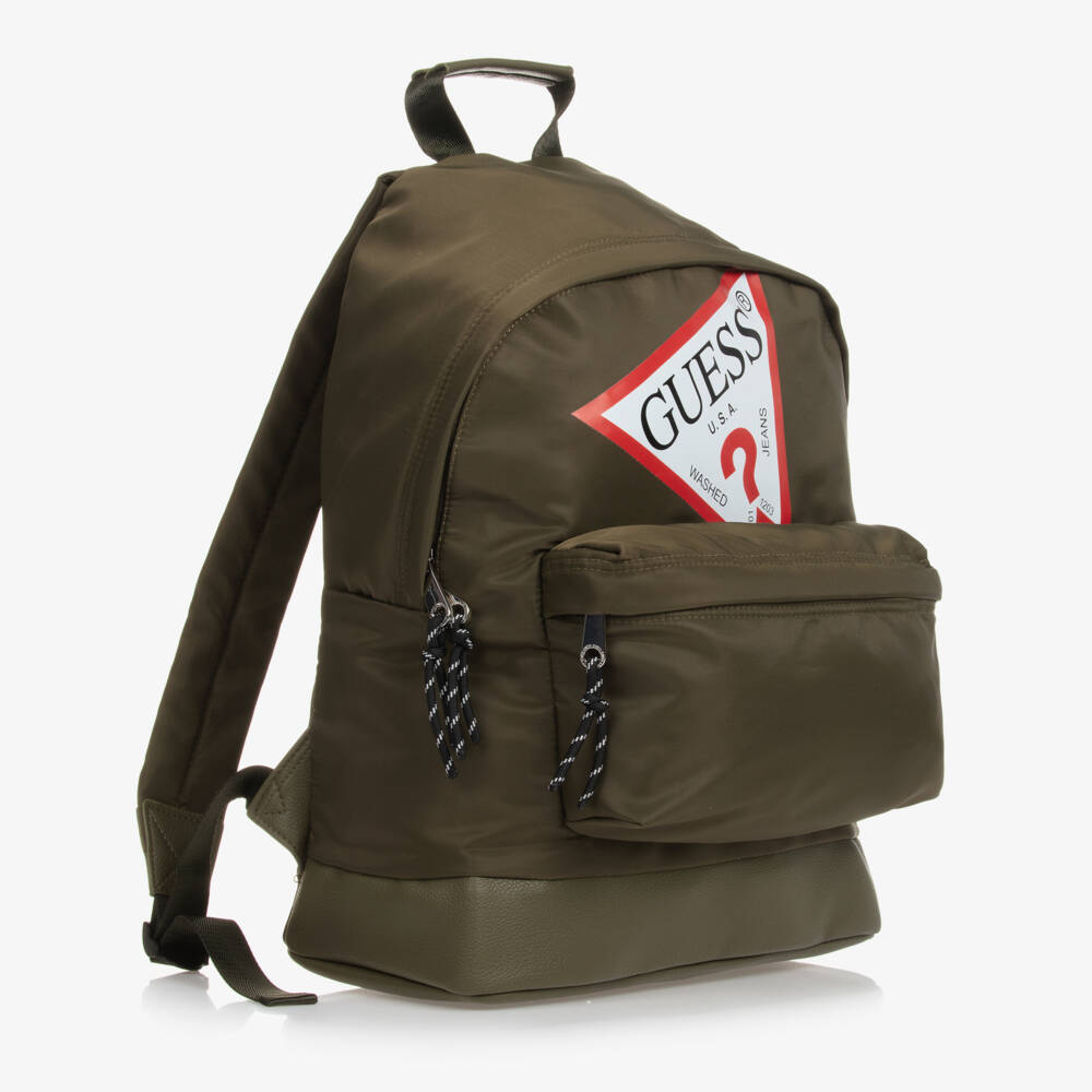 Guess-حقيبة ظهر بشعار مثلث لون أخضر كاكي (39 سم) | Childrensalon Outlet