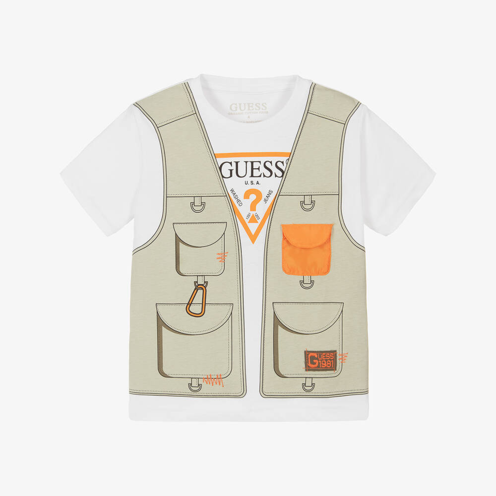 Guess-Футболка с жилетом для мальчиков зелёная | Childrensalon Outlet