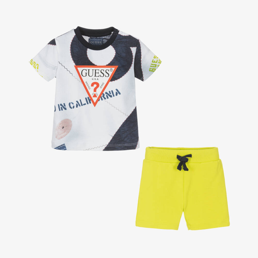Guess-Boys Green & White Cotton Set | Childrensalon Outlet