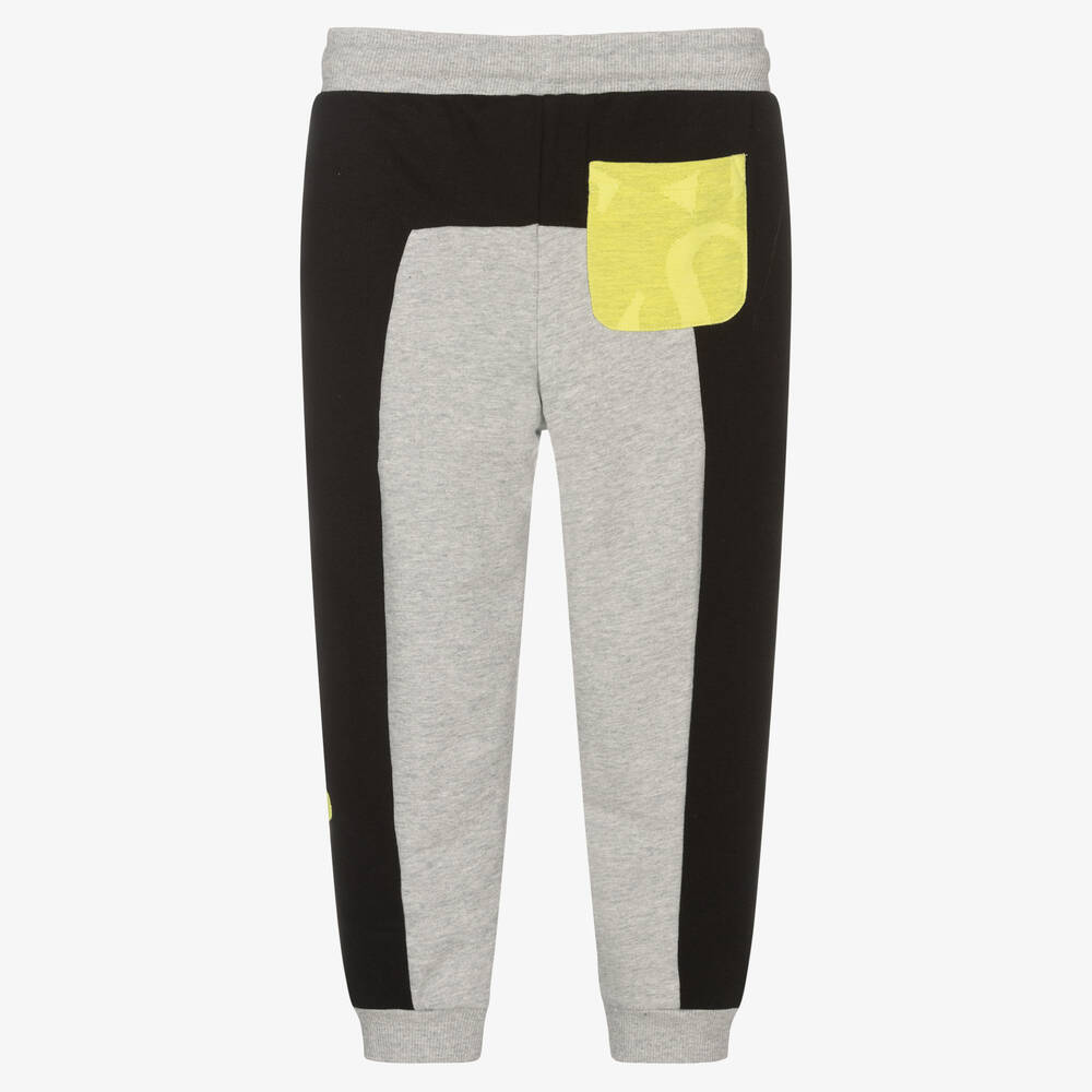 Guess-جوغرز قطن عضوي جيرسي لون رمادي وأسود للأولاد | Childrensalon Outlet