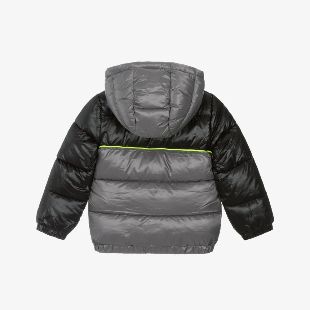 Guess-Boys Grey & Black Zip-Up Puffer Jacket | Childrensalon Outlet