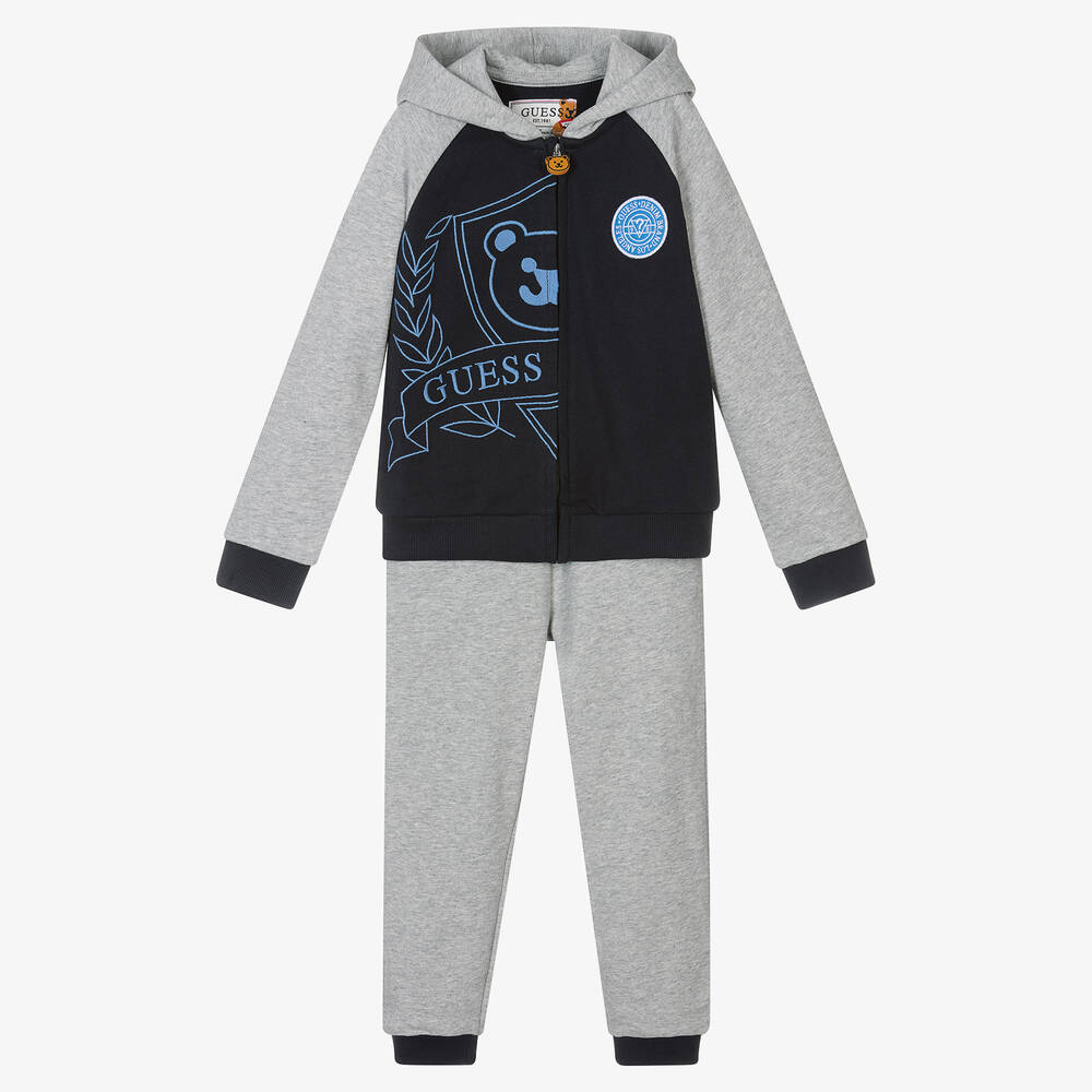 Guess - Survêtement gris et bleu en coton | Childrensalon