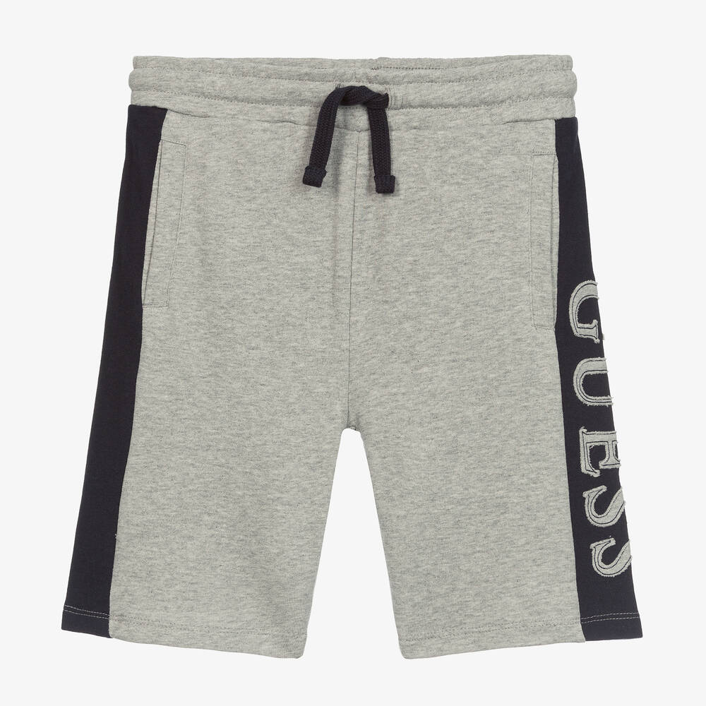 Guess-Boys Grey & Blue Logo Shorts | Childrensalon Outlet