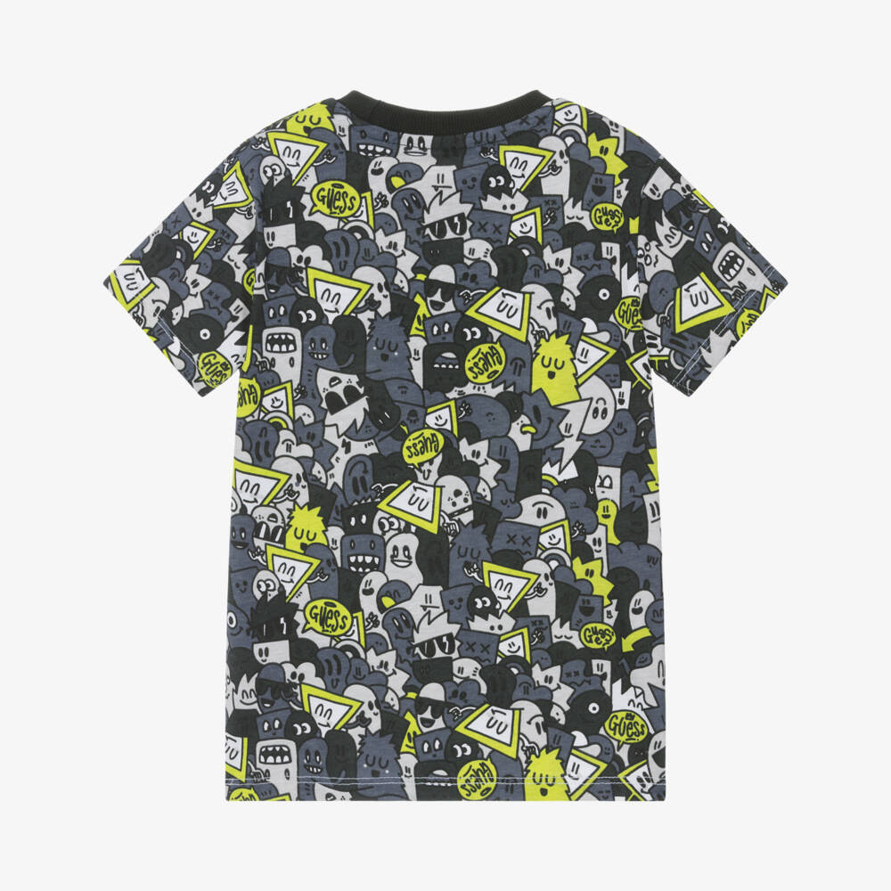 Guess-Boys Grey Cotton Graphic Tee | Childrensalon Outlet