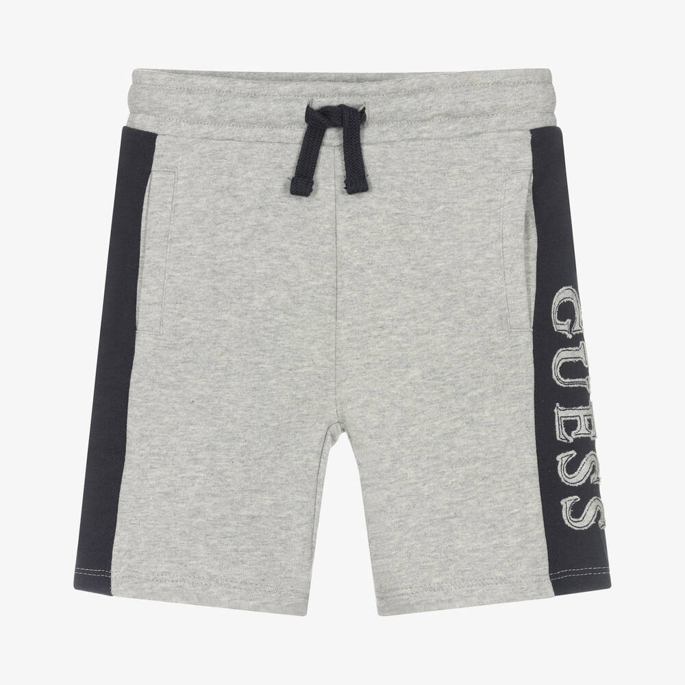 Guess - Boys Grey Cotton Logo Shorts | Childrensalon