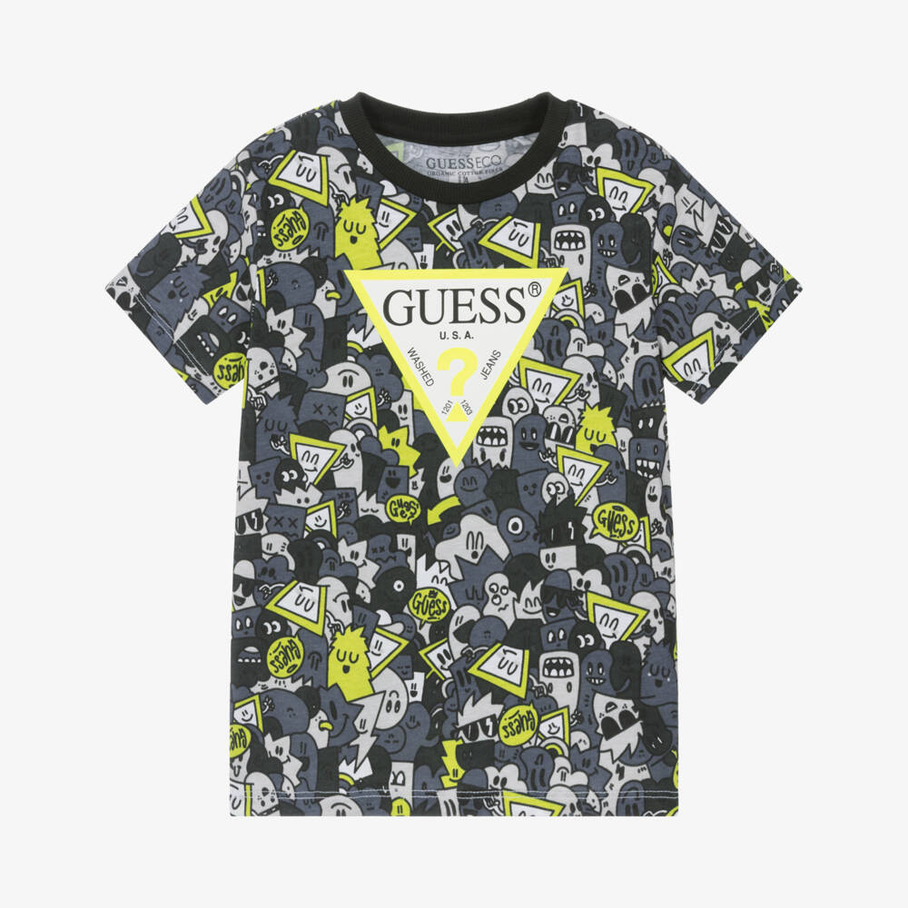 Guess-Серая хлопковая футболка с графикой для мальчиков | Childrensalon Outlet