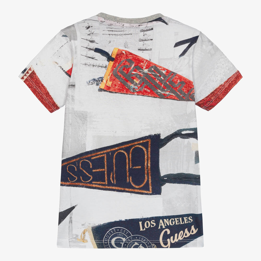 Guess Boys Grey Cotton Printed T Shirt Childrensalon Outlet