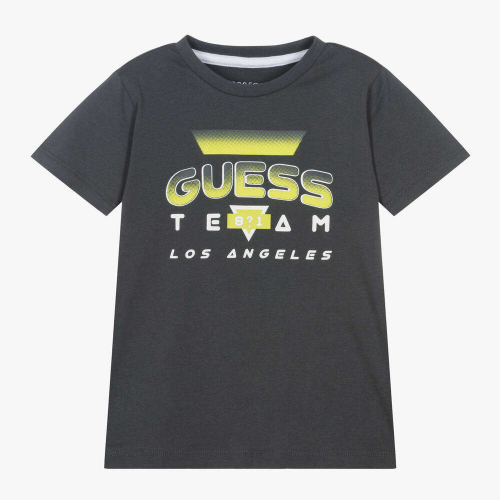 Guess-Boys Grey Cotton T-Shirt | Childrensalon Outlet