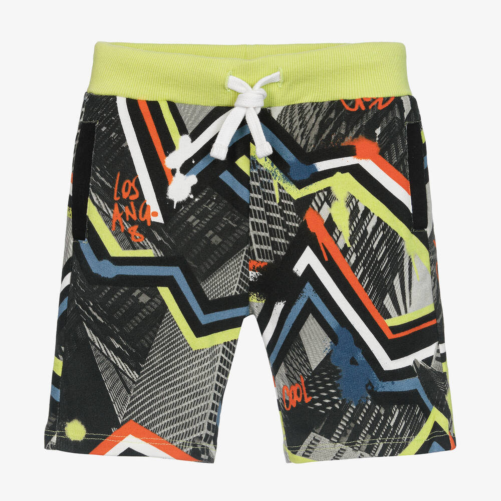 Guess-Boys Grey Geometric Print Shorts | Childrensalon Outlet