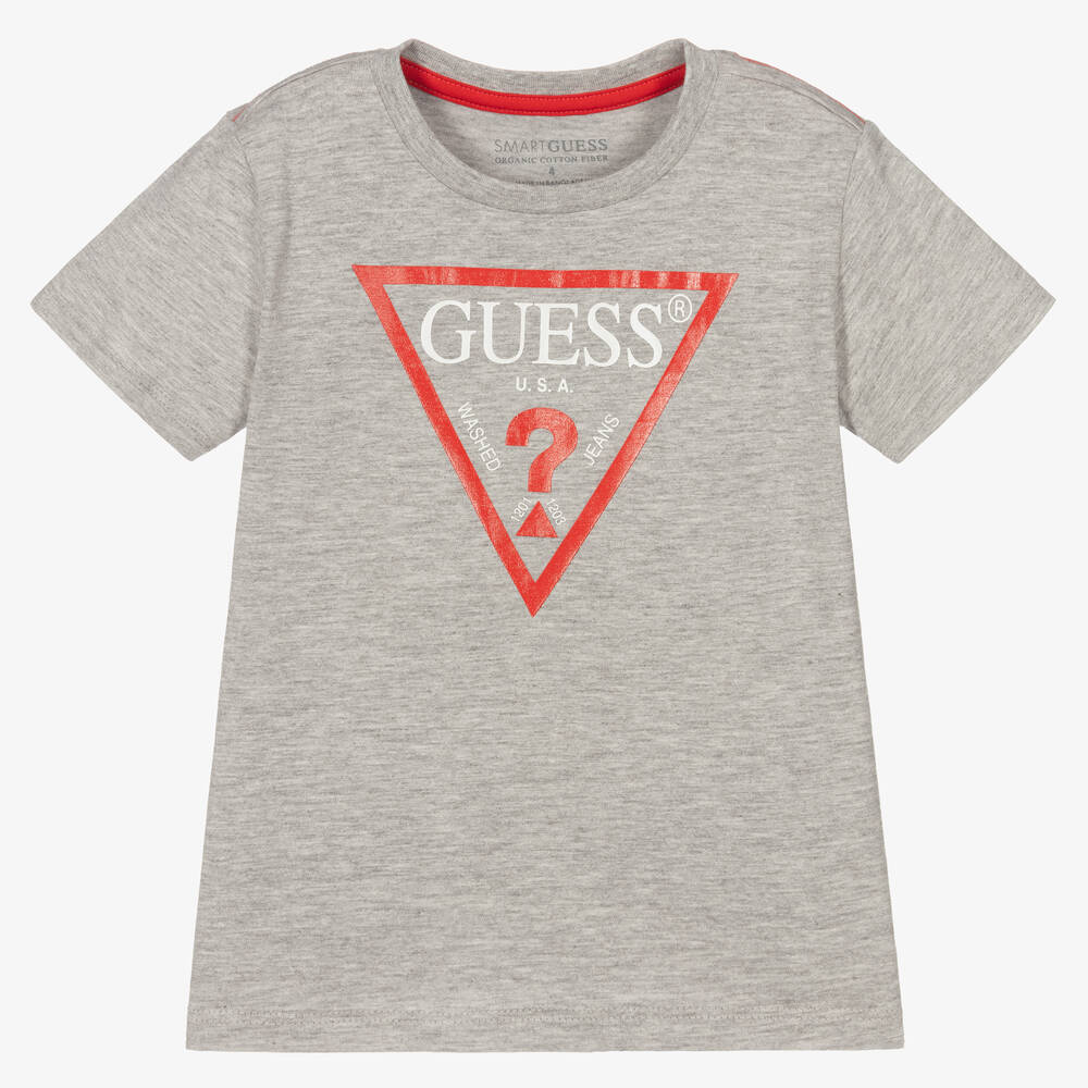 Guess-Серая футболка из меланжевой ткани для мальчиков | Childrensalon Outlet