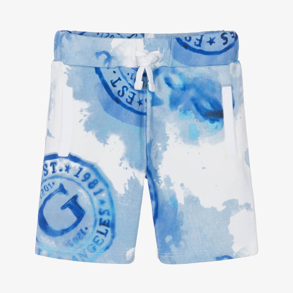 Guess-Boys Hawaiian Blue Print Shorts | Childrensalon Outlet