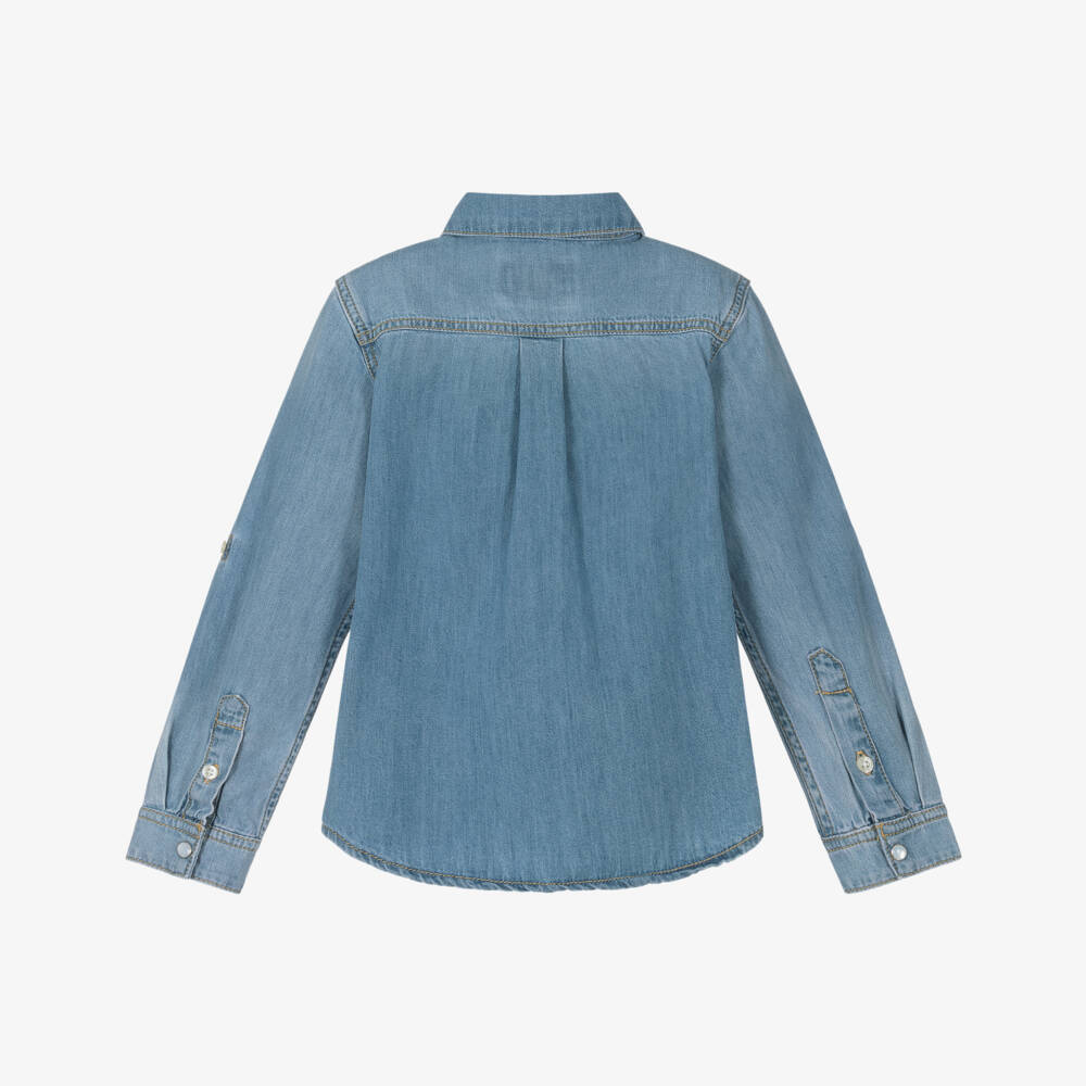 Guess-قميص بوبلين قطني أزرق داكن للأولاد | Childrensalon Outlet