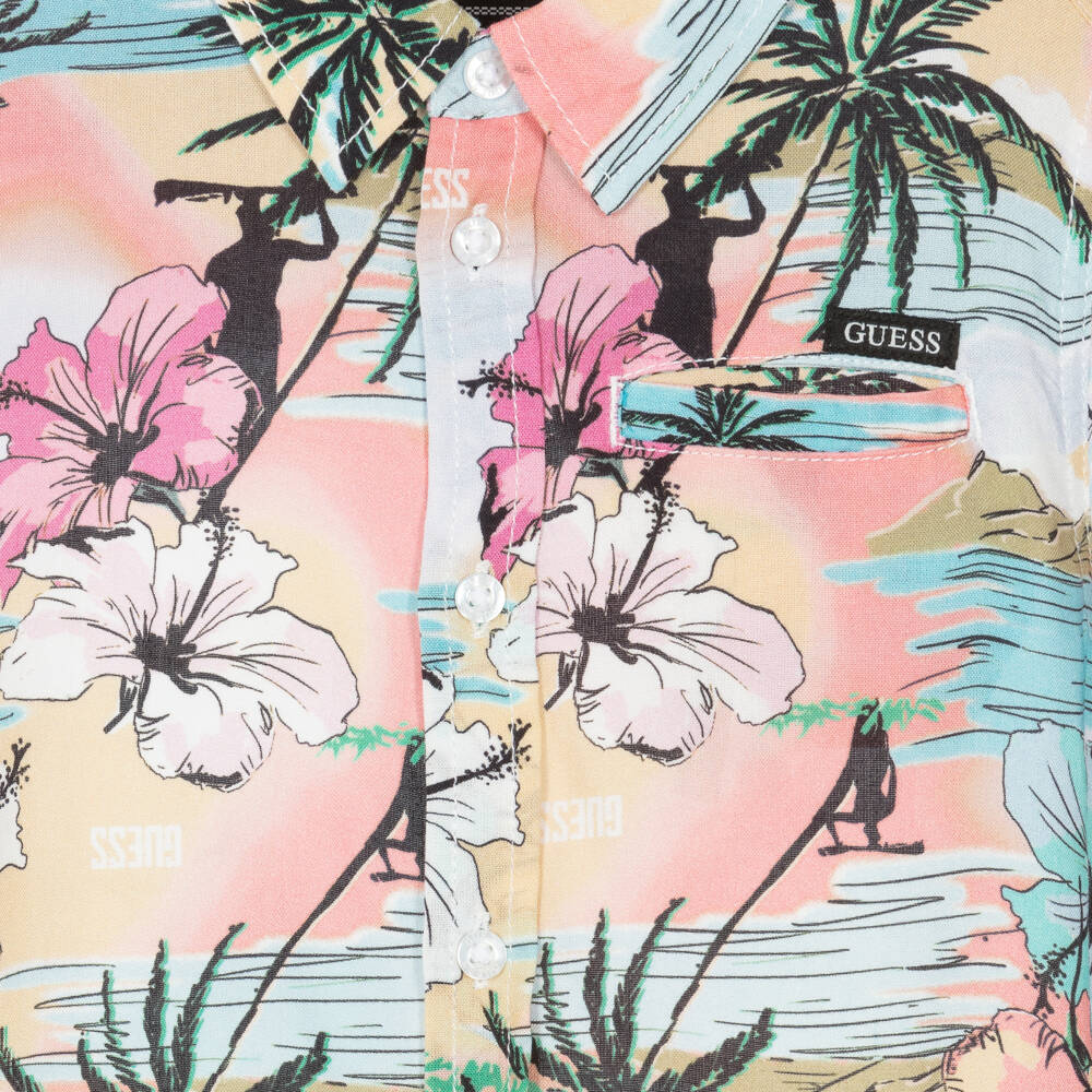 Guess-قميص وردي مستوحى من جزر للأولاد | Childrensalon Outlet