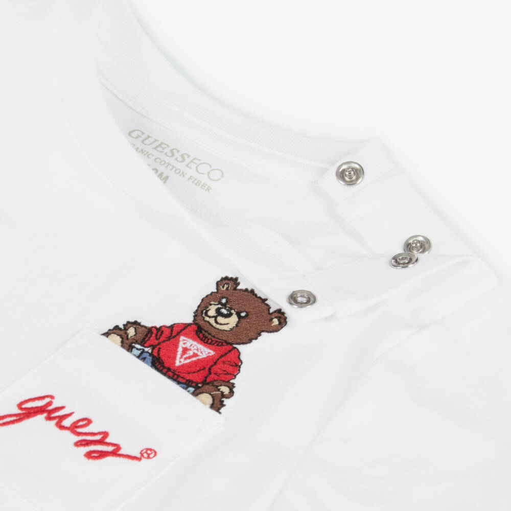 Guess-Boys Ivory Bear Pocket Tee | Childrensalon Outlet