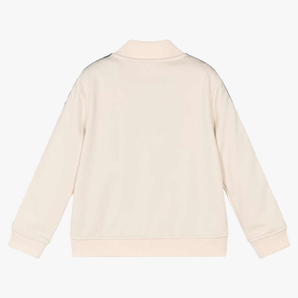 Guess-Boys Ivory Logo Zip-Up Top | Childrensalon Outlet