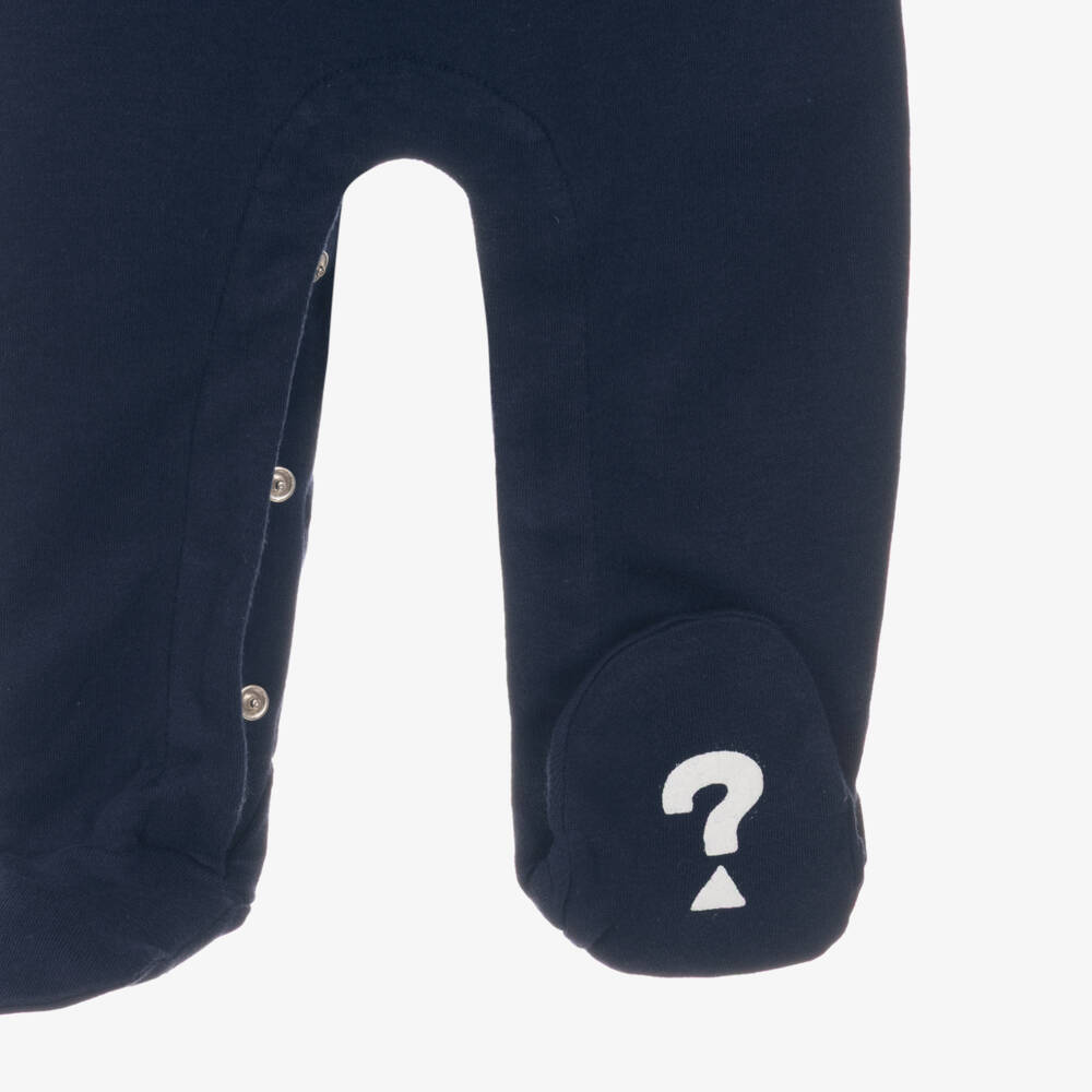 Guess-Boys Ivory & Navy Blue Cotton Babygrow | Childrensalon Outlet