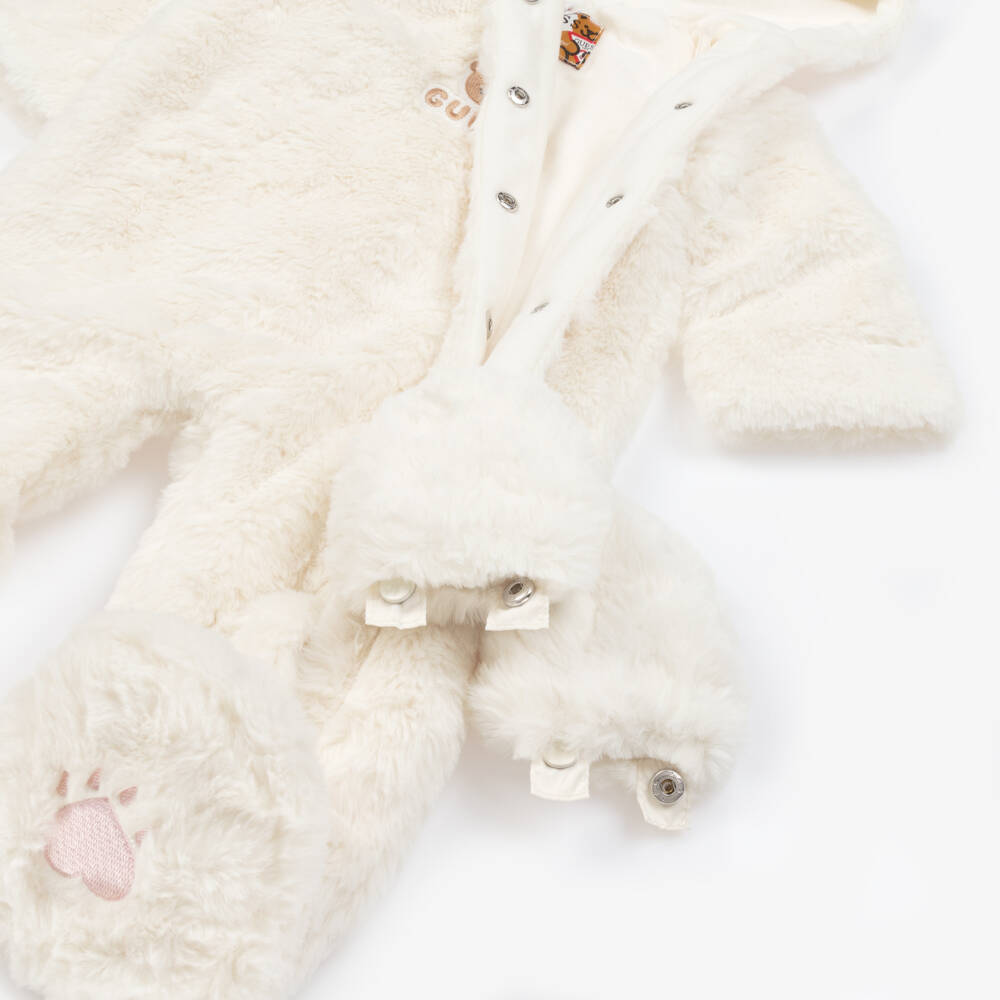 Guess-Boys Ivory Plush Bear Pramsuit | Childrensalon Outlet