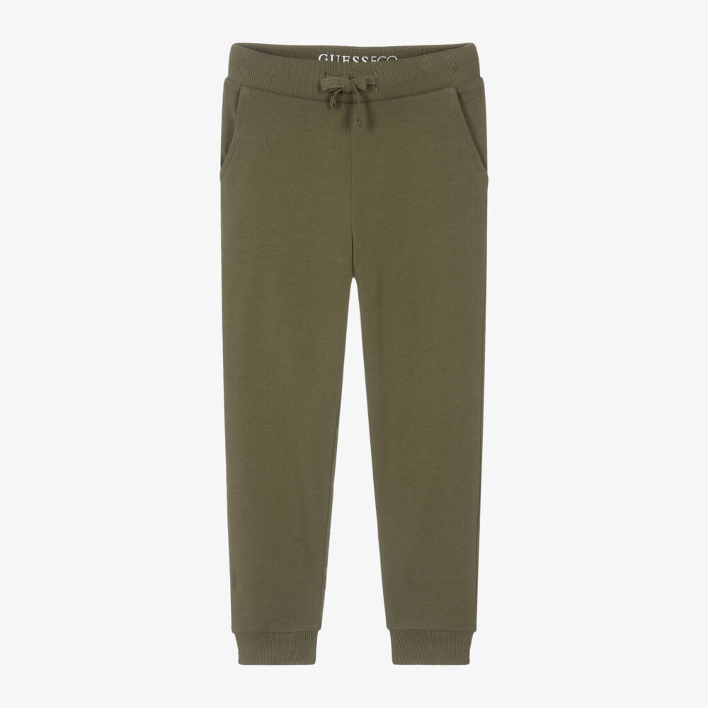 Guess-بنطلون رياضي قطن لون أخضر كاكي للأولاد | Childrensalon Outlet