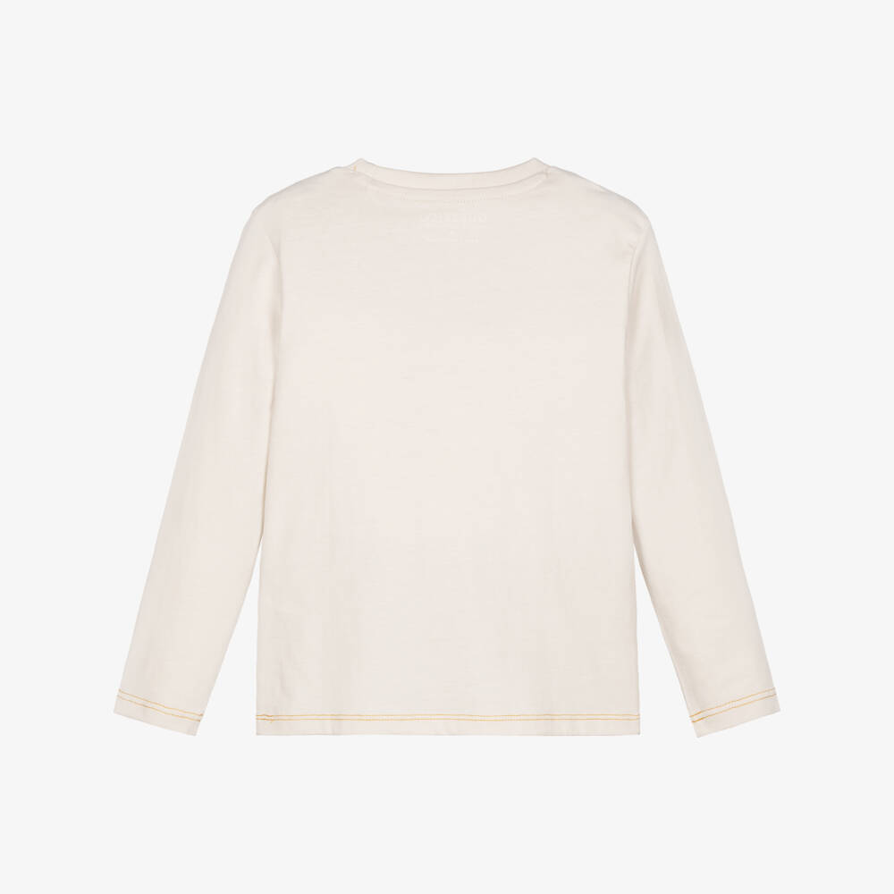 Guess-Boys Light Beige Cotton Top with Logo Print | Childrensalon Outlet