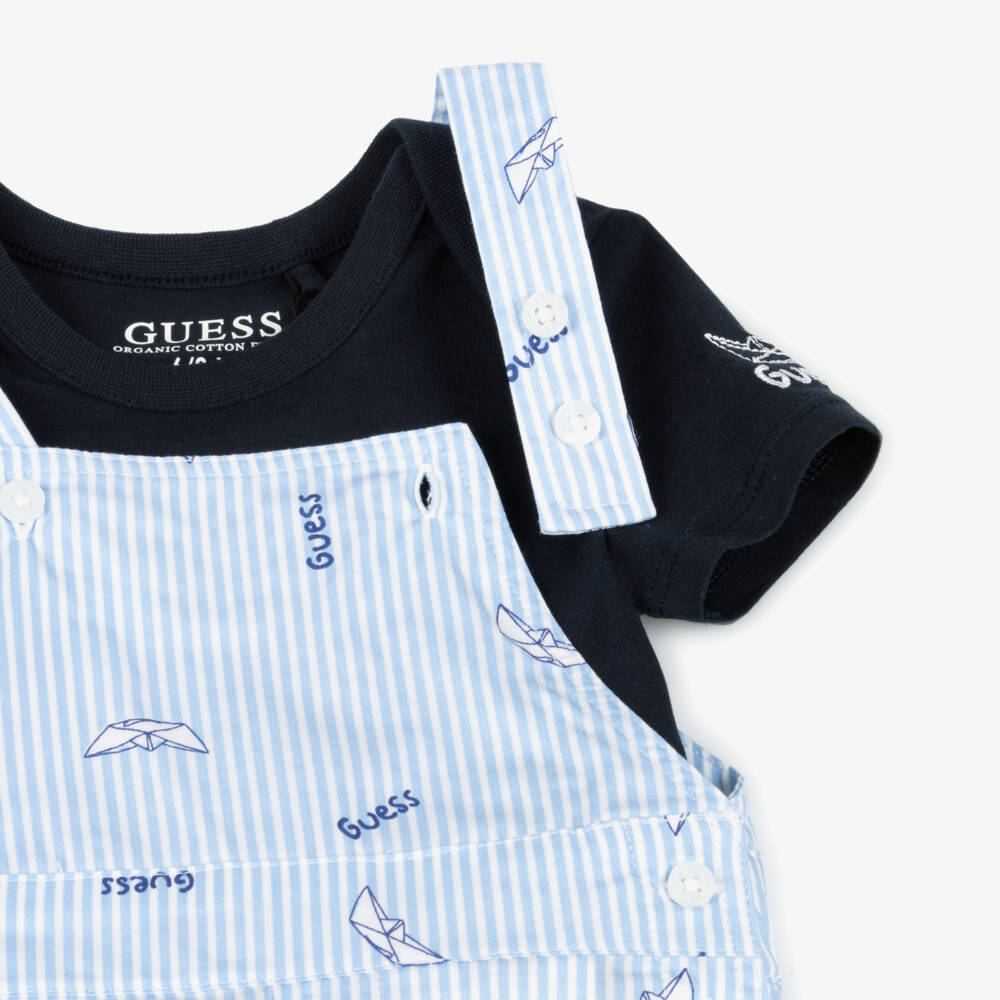 Guess-Boys Nautical Blue Dungaree Set | Childrensalon Outlet