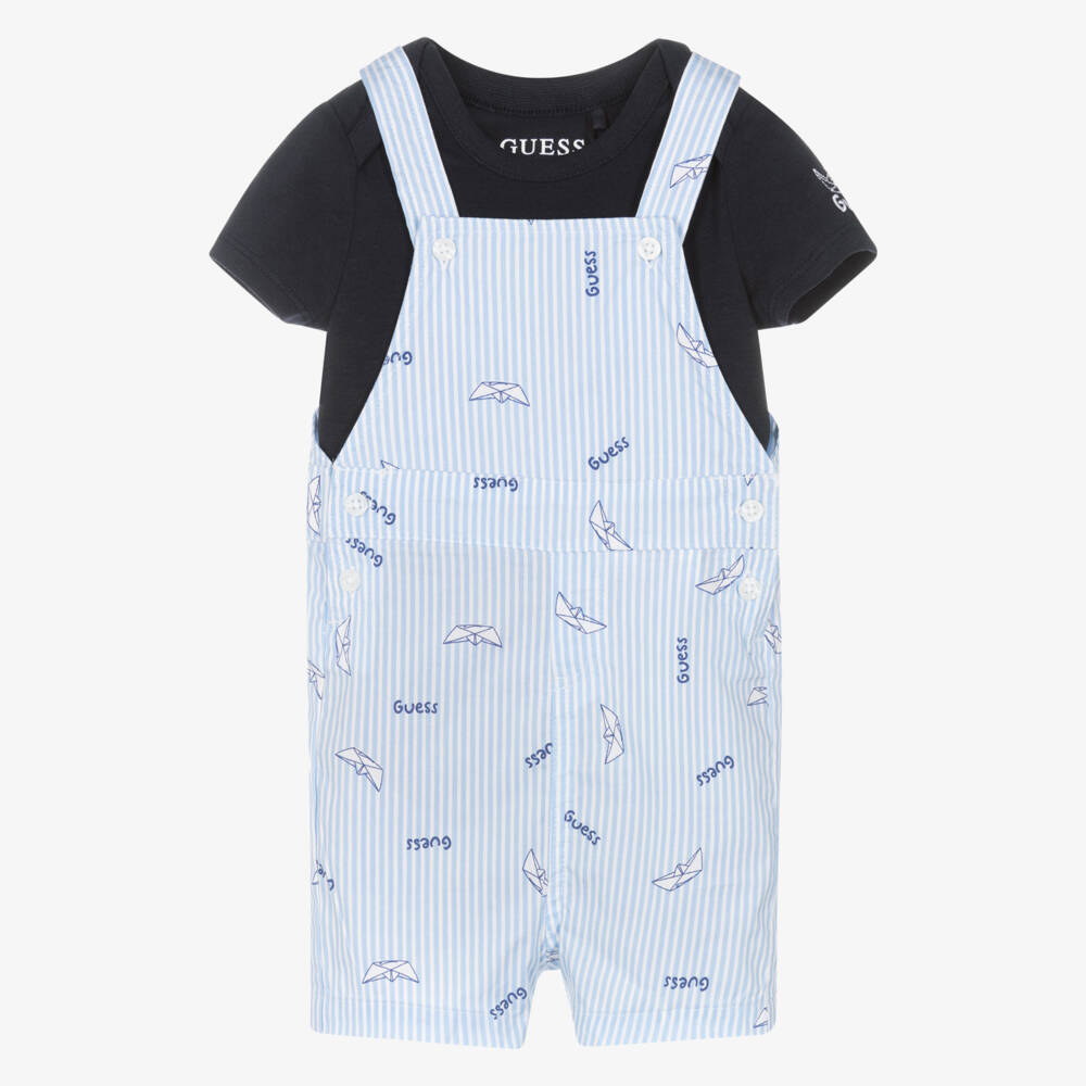 Guess-Boys Nautical Blue Dungaree Set | Childrensalon Outlet