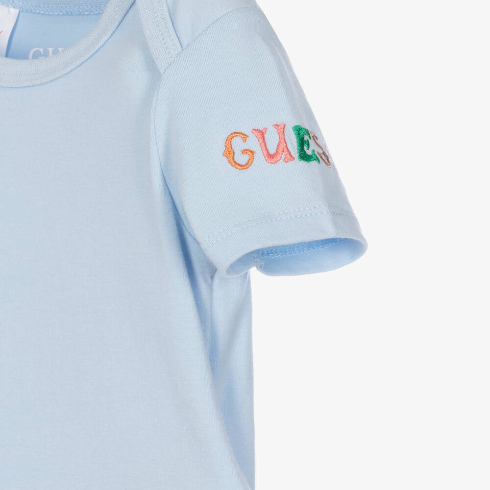 Guess-Boys Navy Blue Bear Dungarees Set | Childrensalon Outlet
