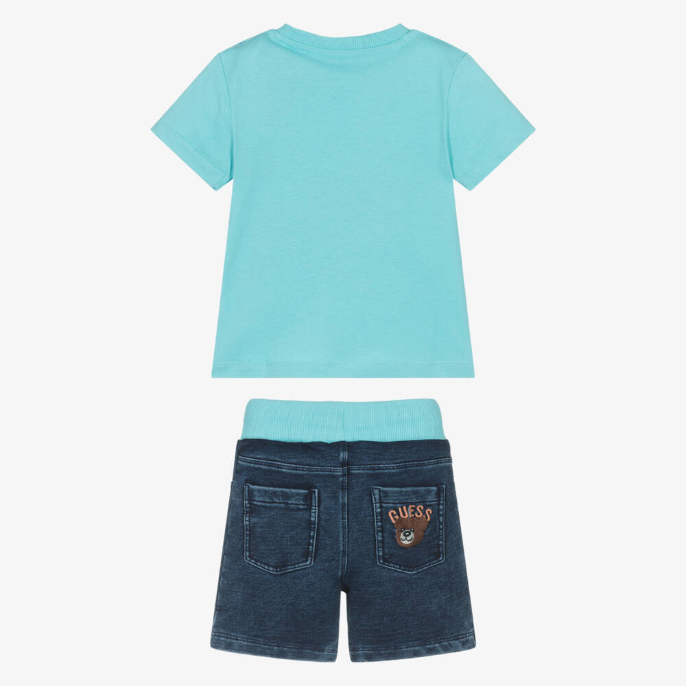 Guess-Boys Navy Blue Bear Shorts Set | Childrensalon Outlet