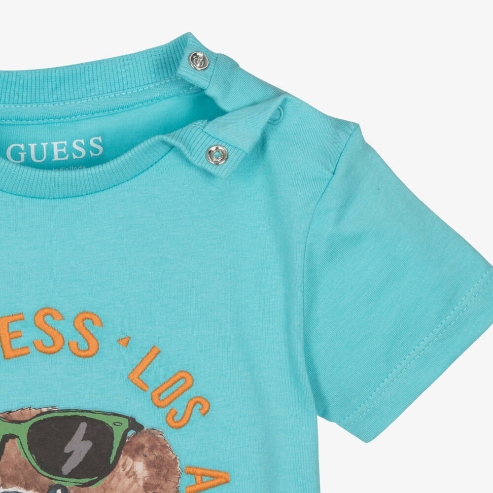 Guess-Boys Navy Blue Bear Shorts Set | Childrensalon Outlet