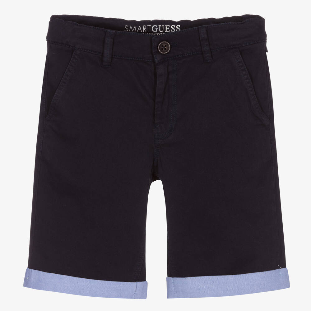 Guess - Boys Navy Blue Cotton Chino Shorts | Childrensalon