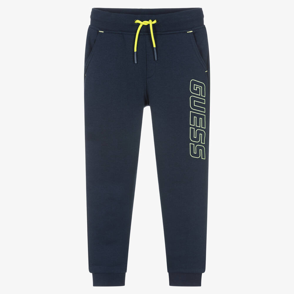 Guess - Boys Navy Blue Cotton Logo Joggers | Childrensalon