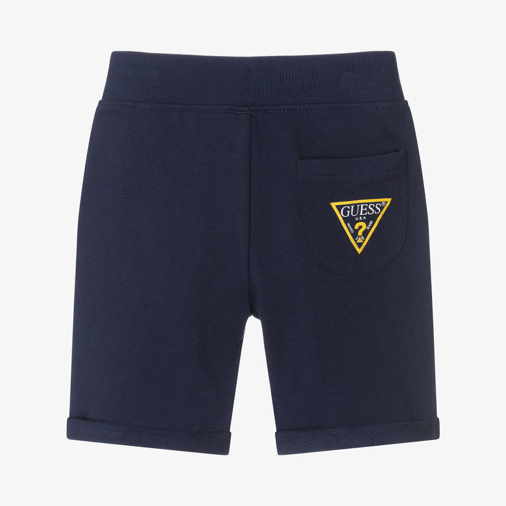 Guess-Boys Navy Blue Cotton Logo Shorts | Childrensalon Outlet