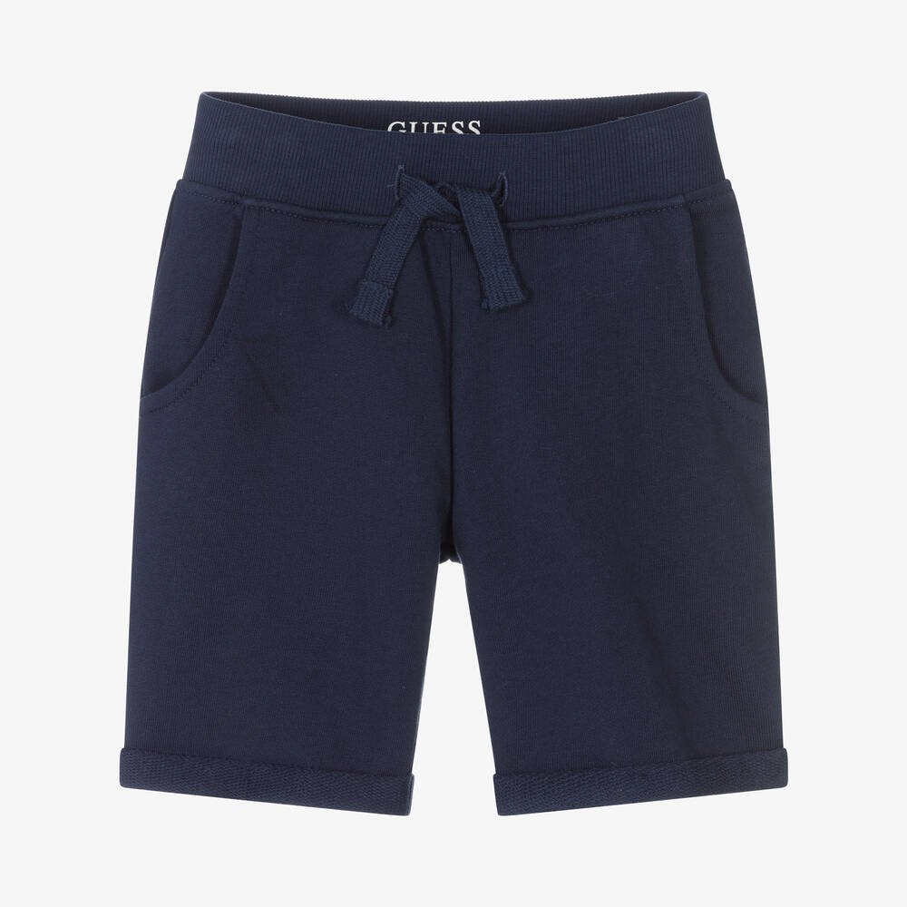Guess-Boys Navy Blue Cotton Logo Shorts | Childrensalon Outlet
