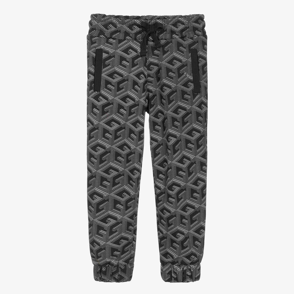 Guess - Boys Navy Blue Cotton Monogram Joggers | Childrensalon