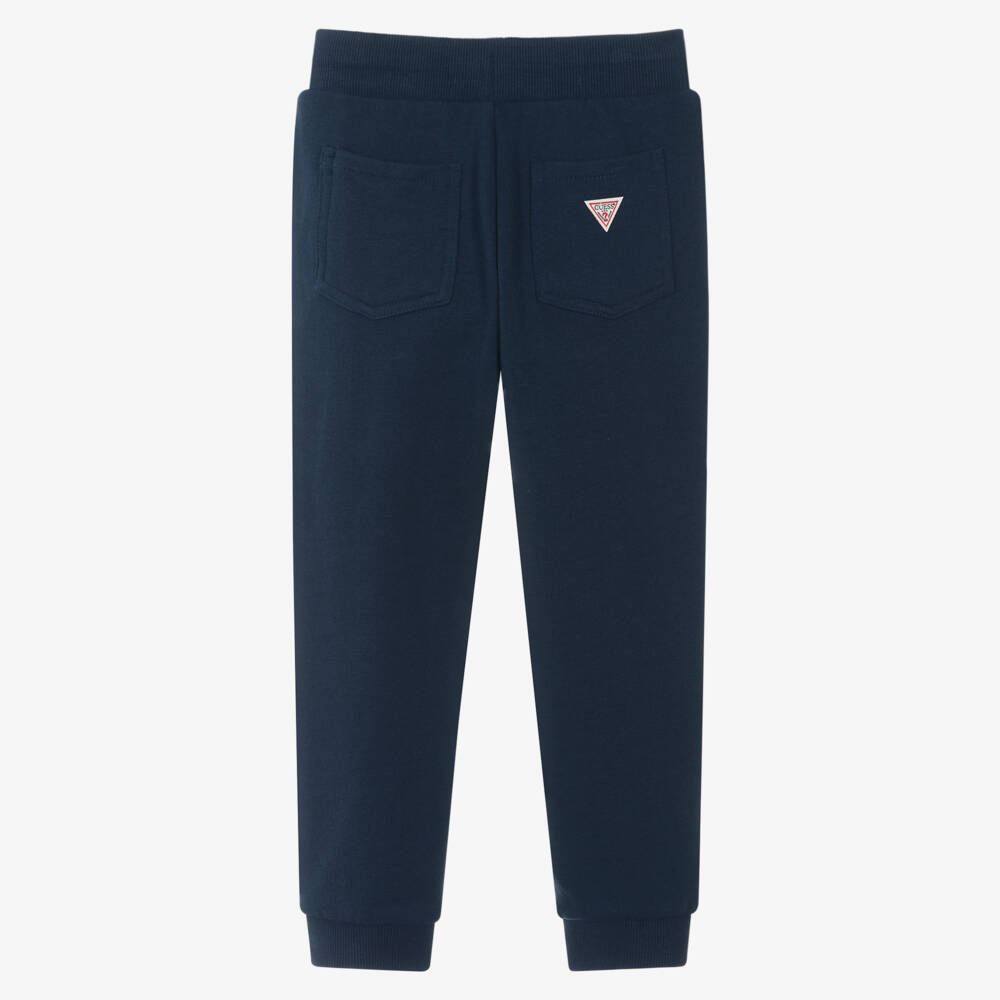 Guess-Boys Navy Blue Cotton Teddy Bear Logo Joggers | Childrensalon Outlet