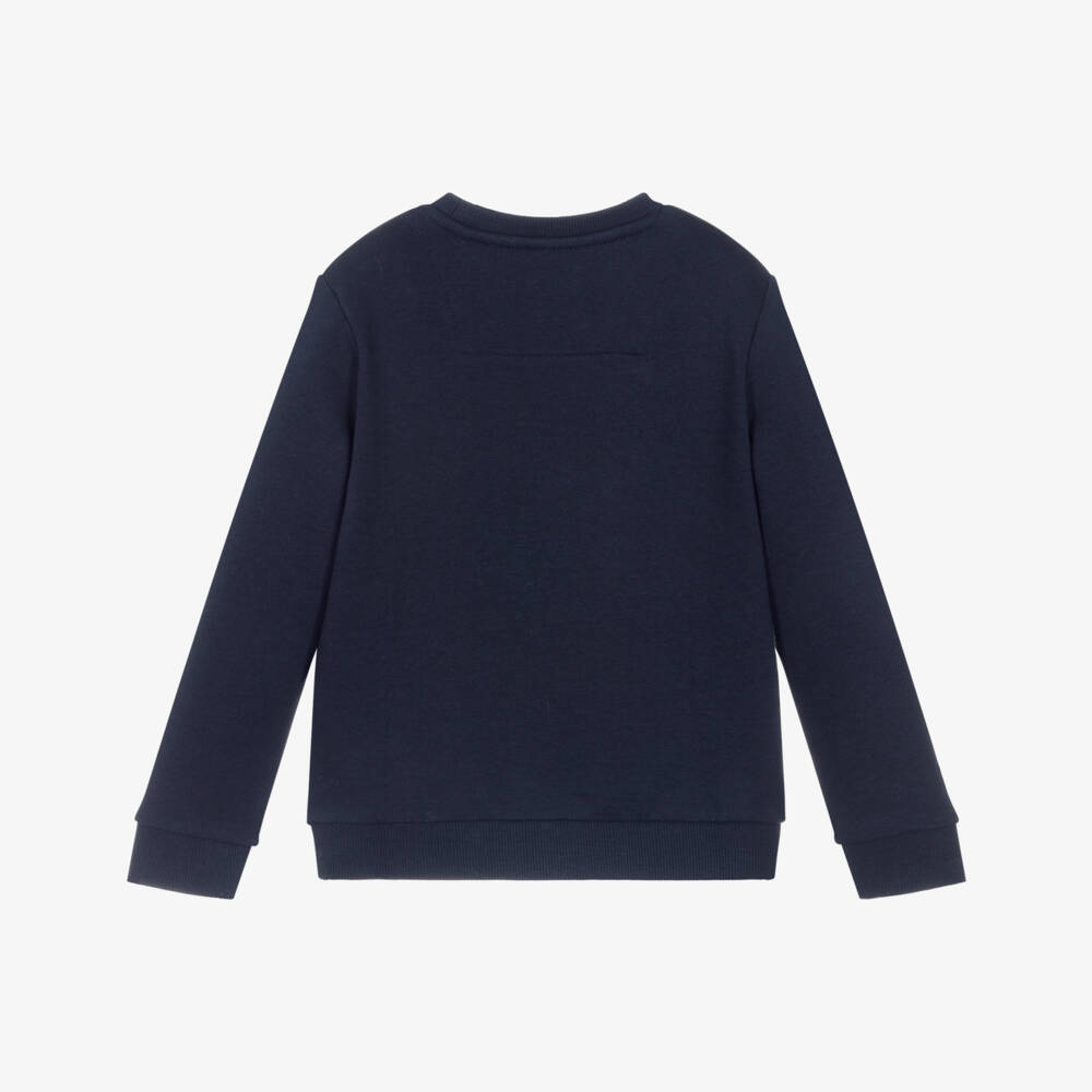 Guess-Boys Navy Blue Cotton Teddy Bear Sweatshirt | Childrensalon Outlet