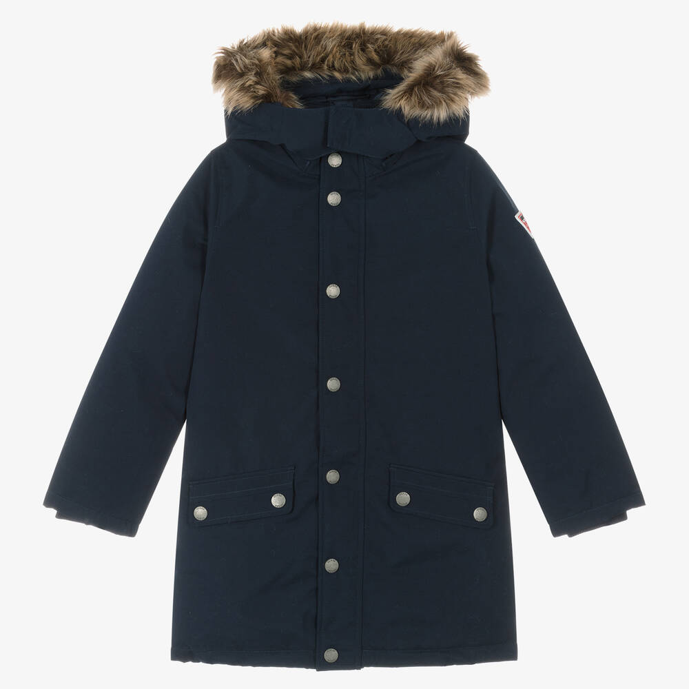 Guess - Boys Navy Blue Down-Padded Parka Coat | Childrensalon