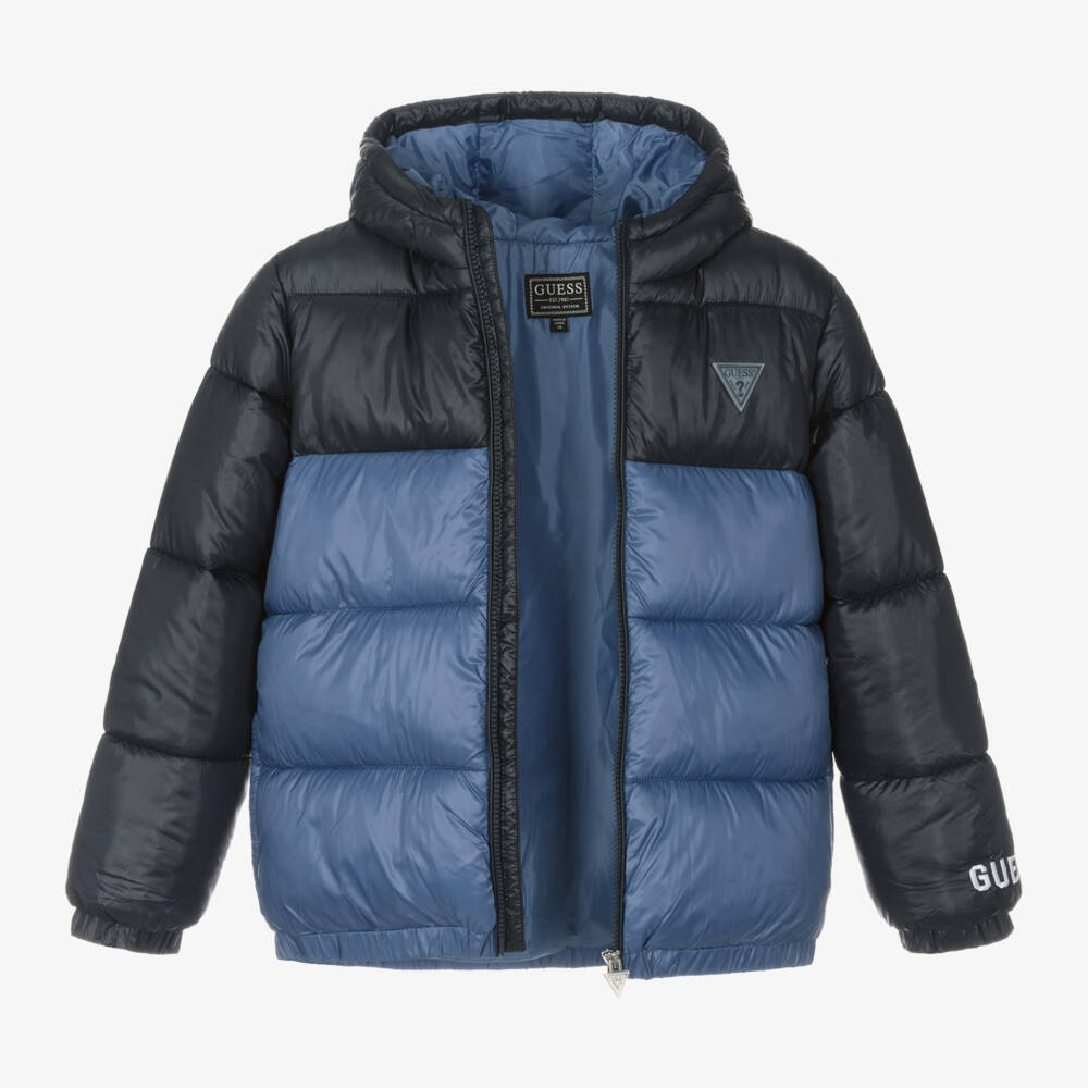 Guess-Boys Navy & Blue Hooded Jacket | Childrensalon Outlet