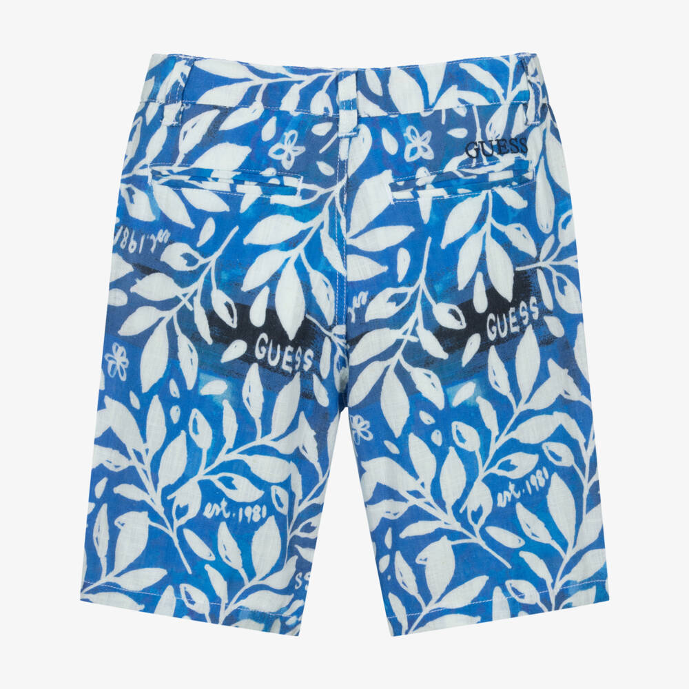 Guess-Boys Navy Blue Leafy Shorts | Childrensalon Outlet