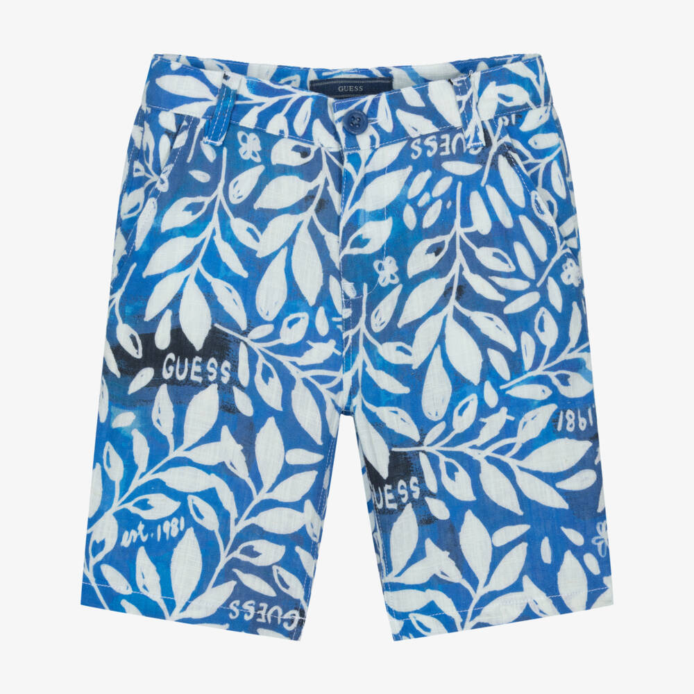 Guess-Boys Navy Blue Leafy Shorts | Childrensalon Outlet