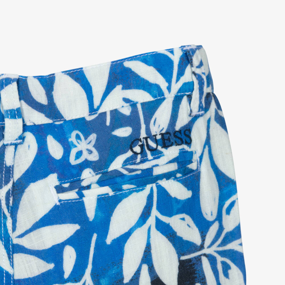 Guess-Boys Navy Blue Leafy Shorts | Childrensalon Outlet