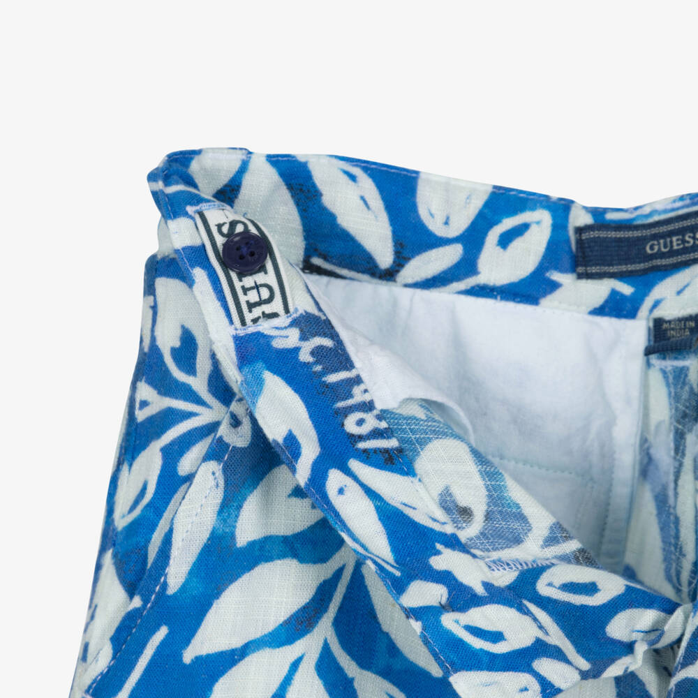 Guess-Boys Navy Blue Leafy Shorts | Childrensalon Outlet