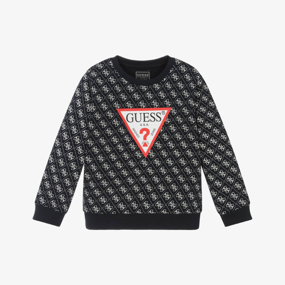 Guess-Синий хлопковый свитшот с логотипом для мальчиков | Childrensalon Outlet